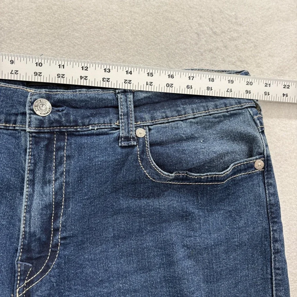 True Religion Ricky SN Flap Jeans Mens 40x32 Blue Relaxed Straight Stretch Denim